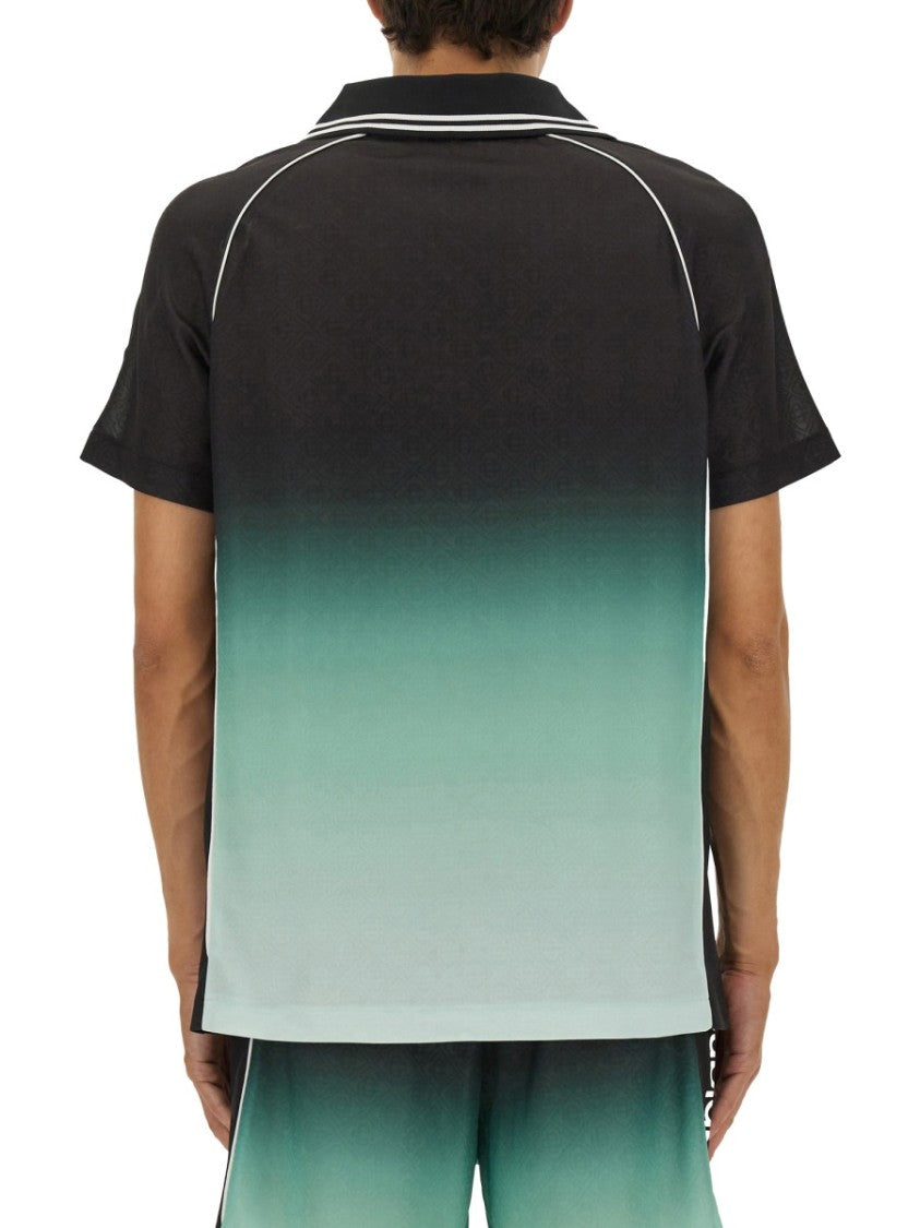Casablanca Gradient Design Football T-Shirt With Classic Collar