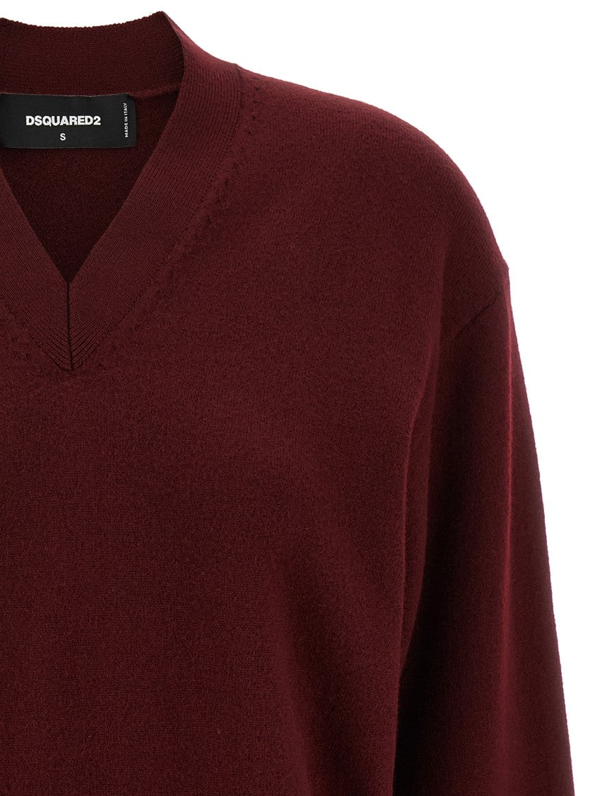 Dsquared2 V-Neck Cropped Wool Sweater
