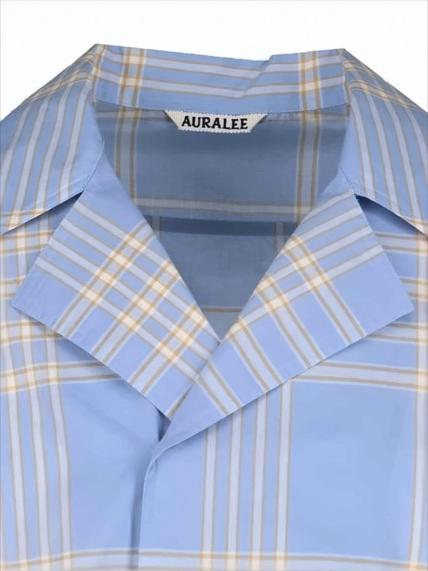 Auralee Light Blue Plaid Long-Sleeve Shirt