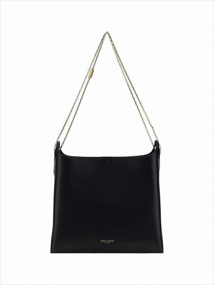Saint Laurent Minimalist Black Calf Leather Shoulder Bag