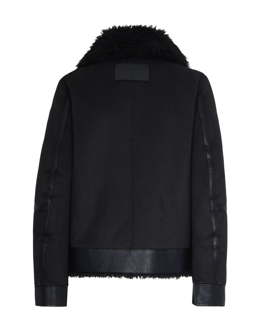 Patrizia Pepe Reversible Short Fluffy Jacket In Deep Green