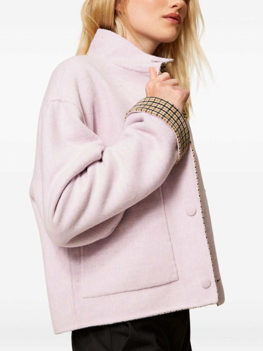Twin-Set Boxy Cropped Jacket With Checked Pattern