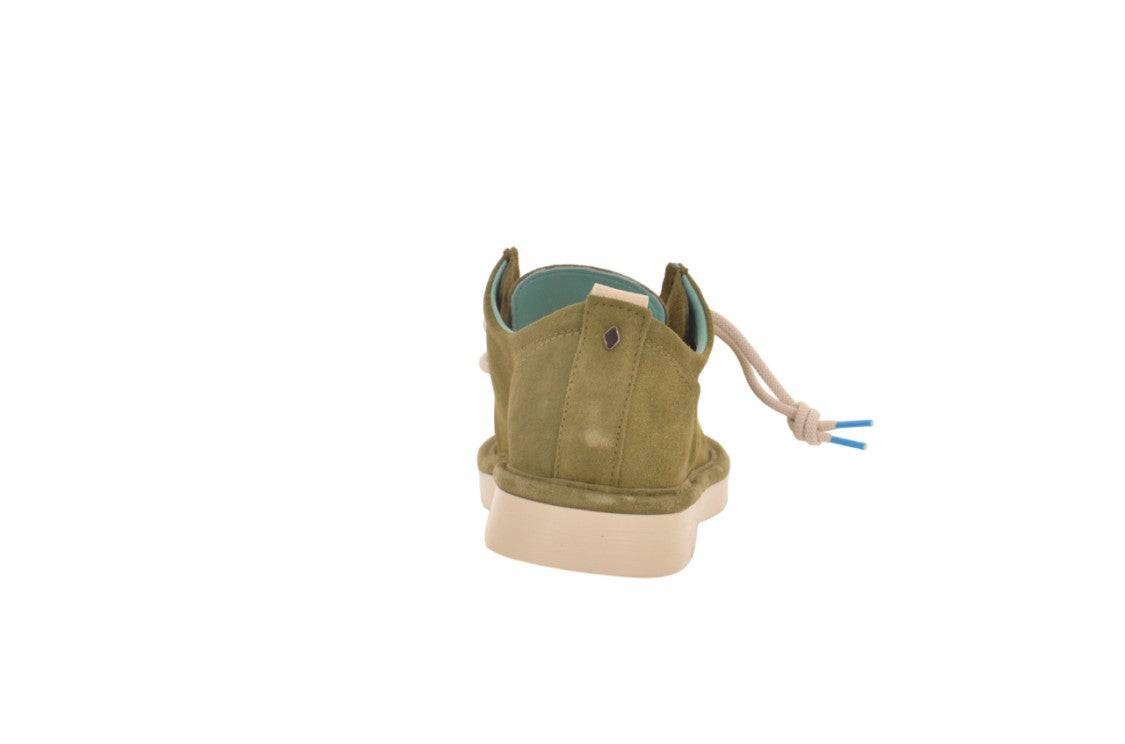 Panchic Olive Suede Sneakers With Tapered Silhouette