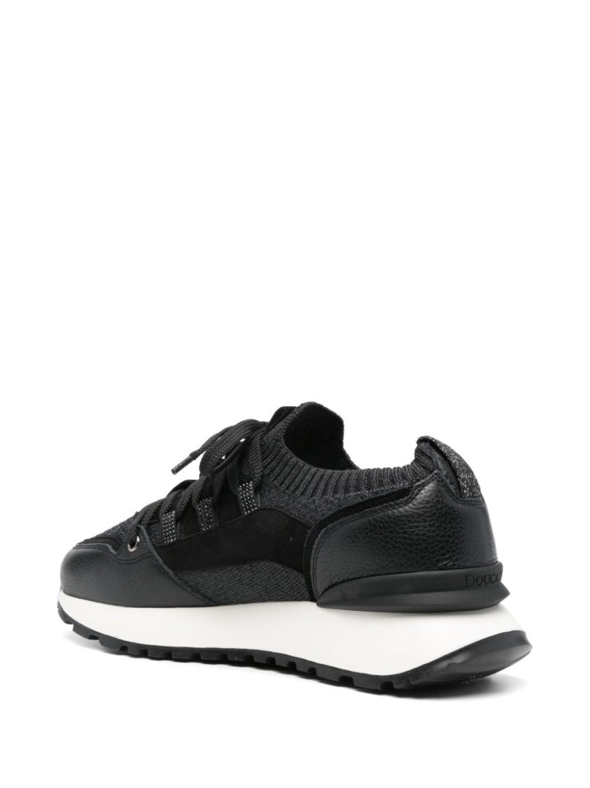 Doucal's Textured Black Trainers With Durable Rubber Sole