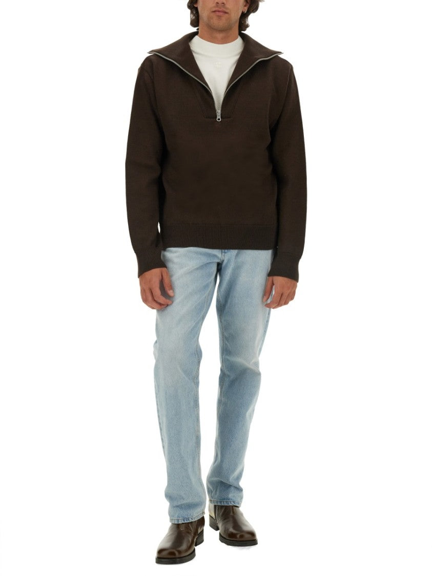 Courrèges Knitted Polo With Zip-Up Collar