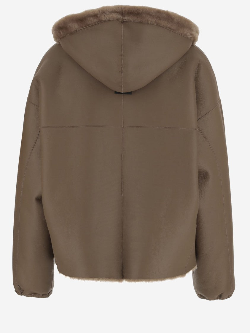 Blancha Reversible Shearling Jacket With Drawstring Hood