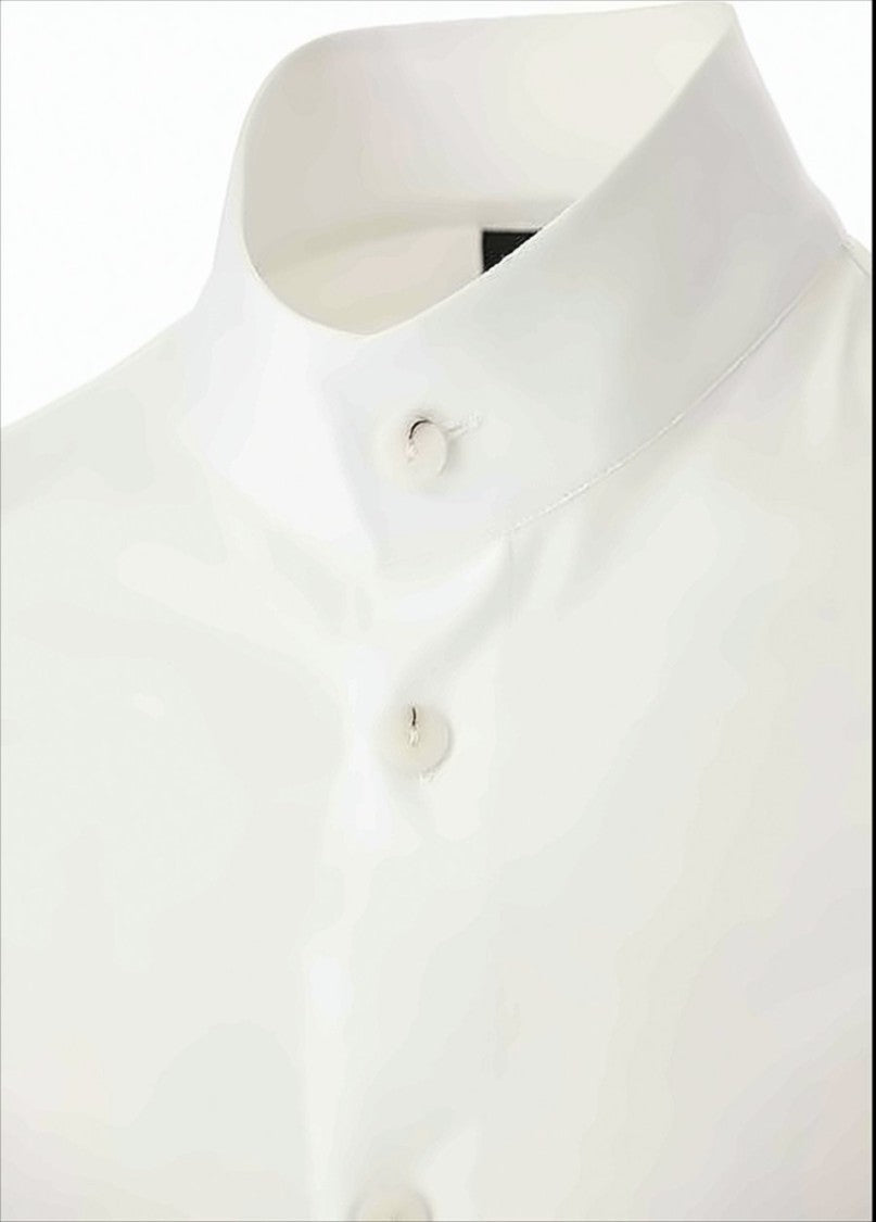 Emporio Armani White Stand Collar Shirts