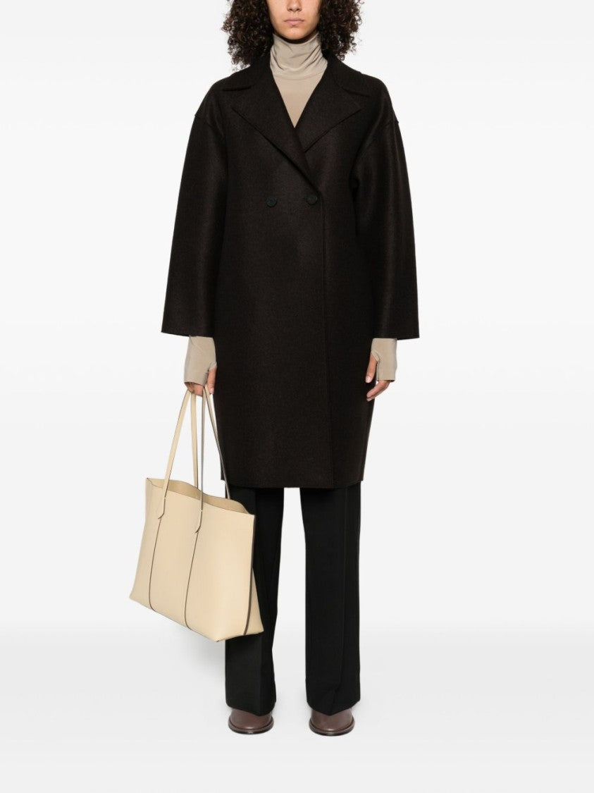 Harris Wharf London Double-Breasted Brown Virgin Wool Coat