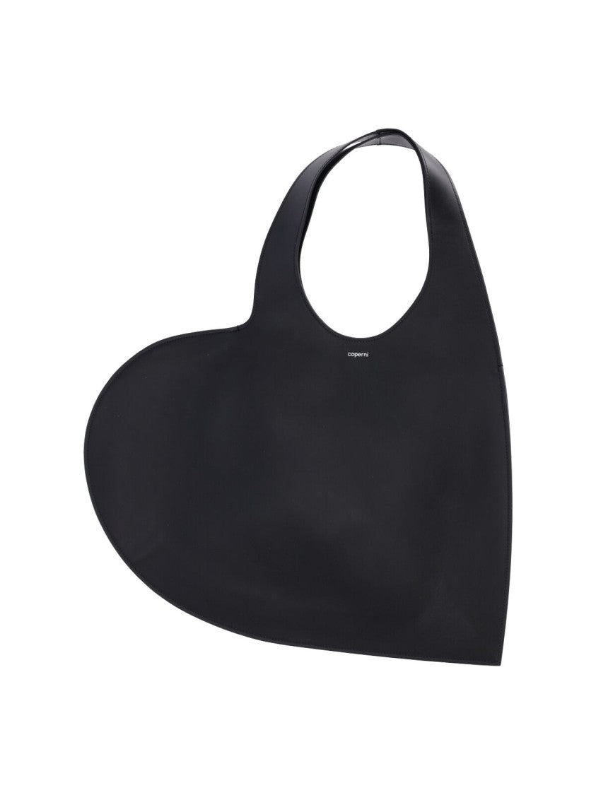 Coperni Heart-Shaped Black Calf Leather Tote Bag
