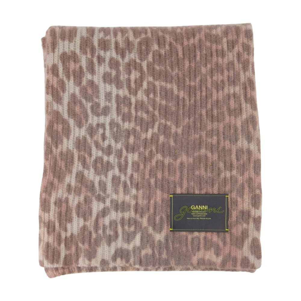 Ganni Graphic Scarf - - Wool - Brown