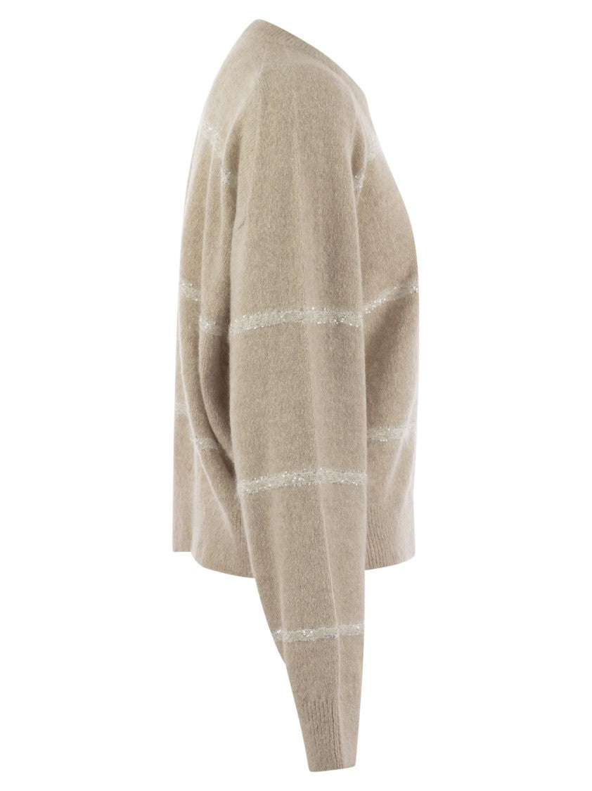 Brunello Cucinelli Alpaca, Cotton And Wool Sweater With Sequins