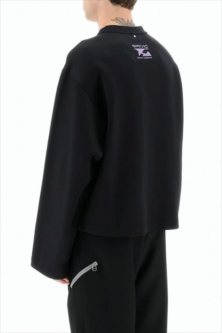 Oamc Boxy Cropped Long-Sleeve T-Shirt With Triangular Logo
