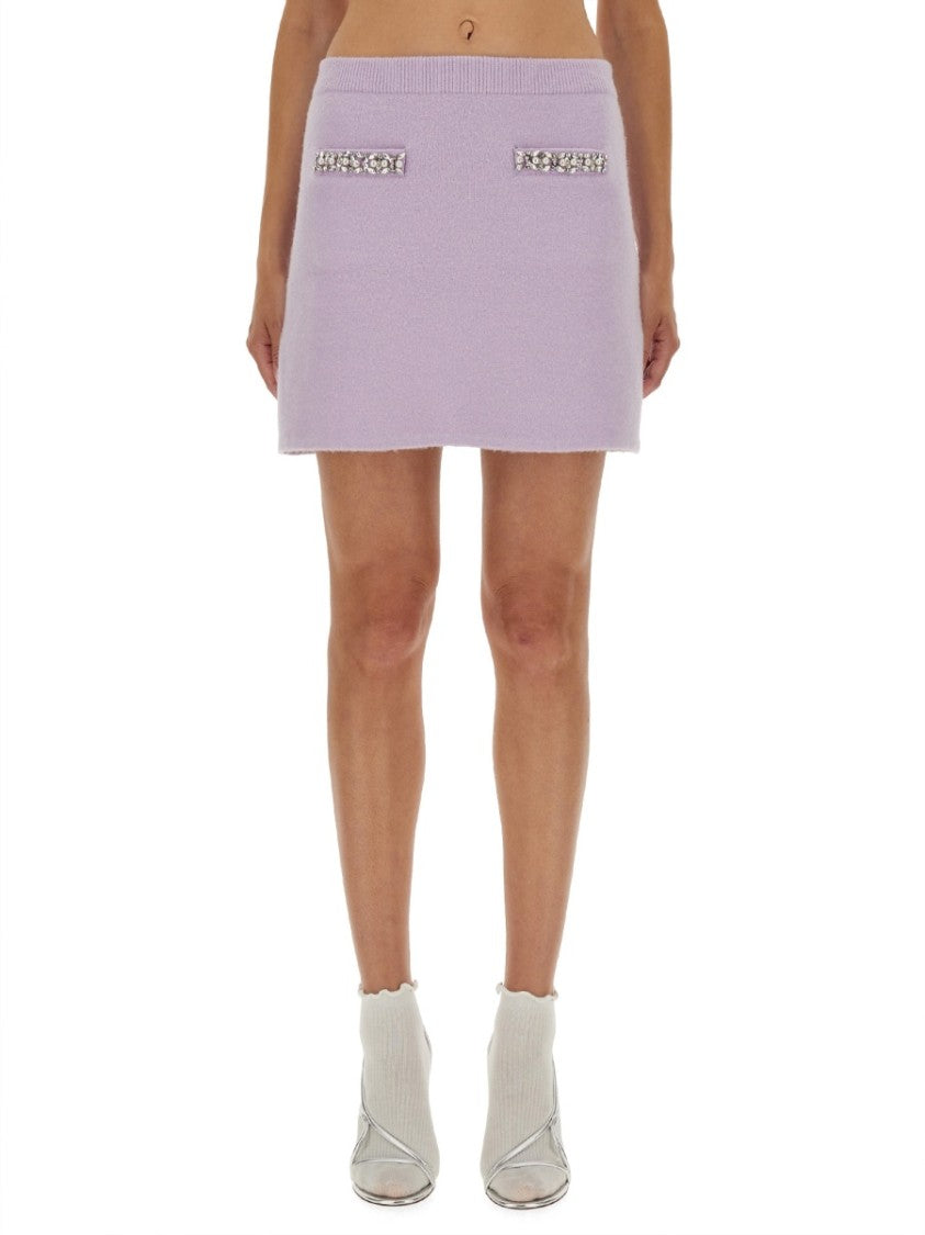 Self-Portrait Knit Skirt With Crystals