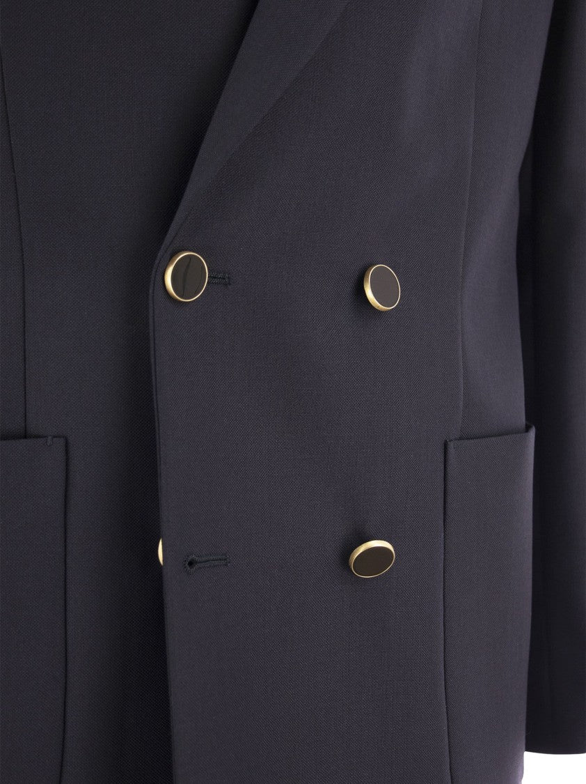 Pt Torino Double-Breasted Jacket In Wool Blend