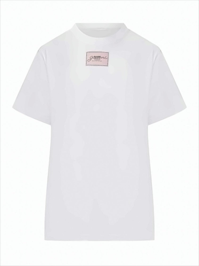 Ganni Organic Cotton Short-Sleeve T-Shirt With Artistic Back Print