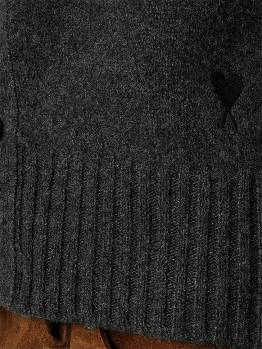 Ami Cropped Cashmere-Wool Cardigan With Button Front