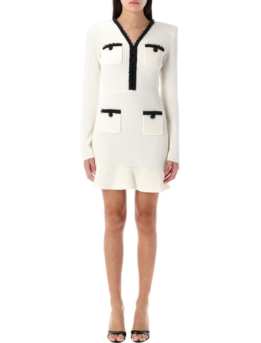 Self-Portrait Knit Mini Dress White