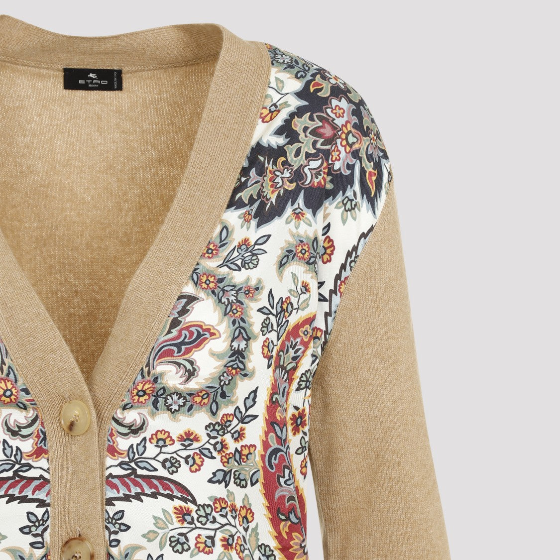 Etro Paisley Camel Wool Cardigan