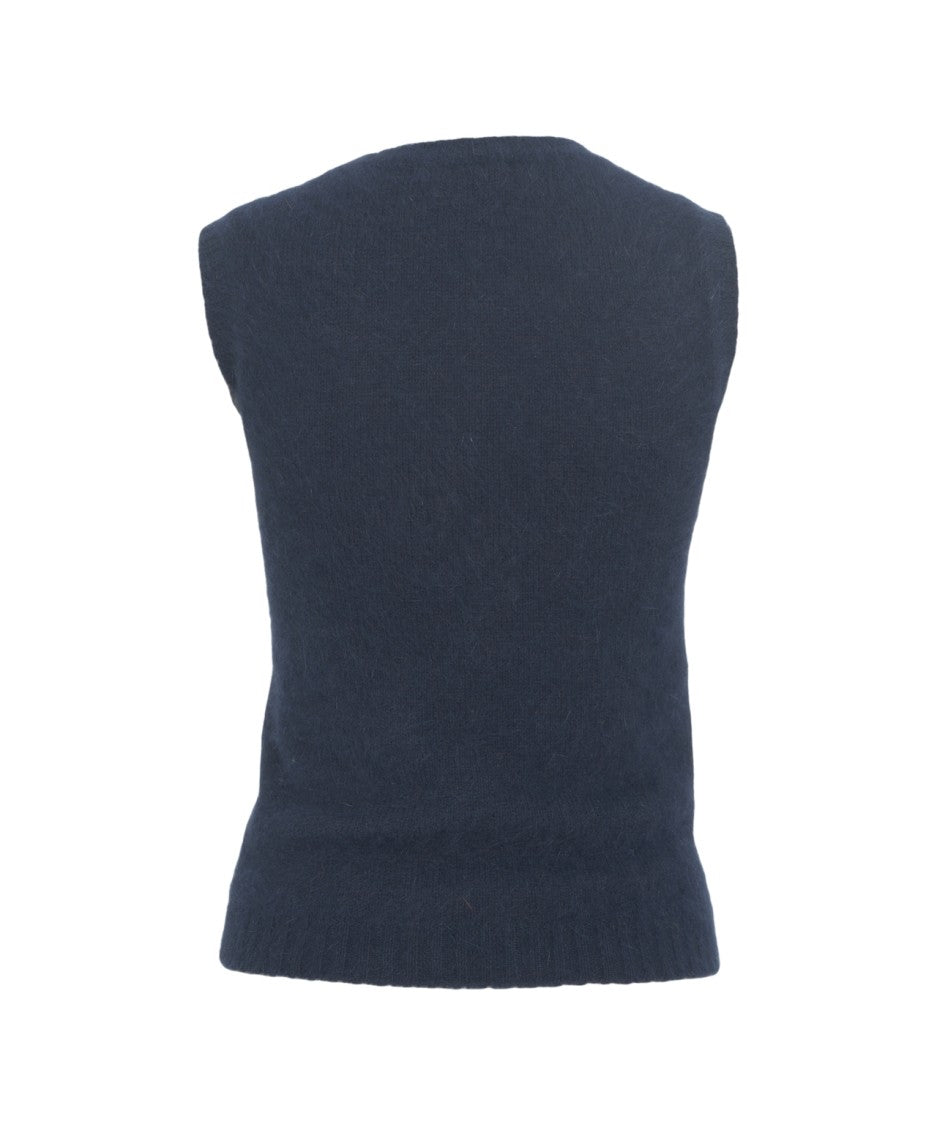Roberto Collina Sleeveless Angora Blend Top With Classic Round Neckline