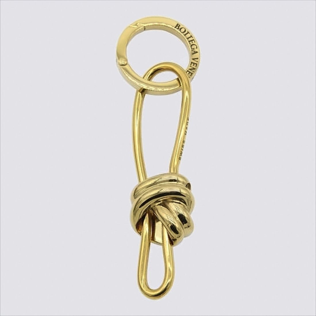 Bottega Veneta Polished Metal Keyring With Loop Design