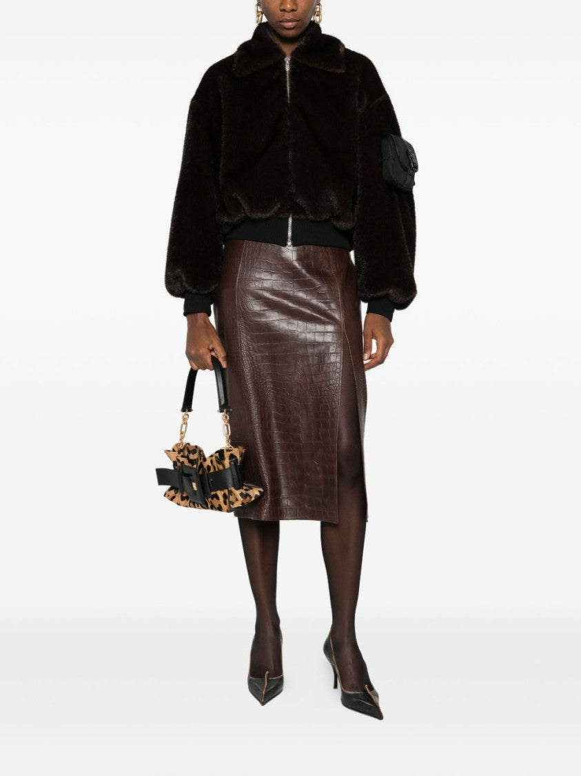 Coperni Cropped Brown Faux Fur Coat
