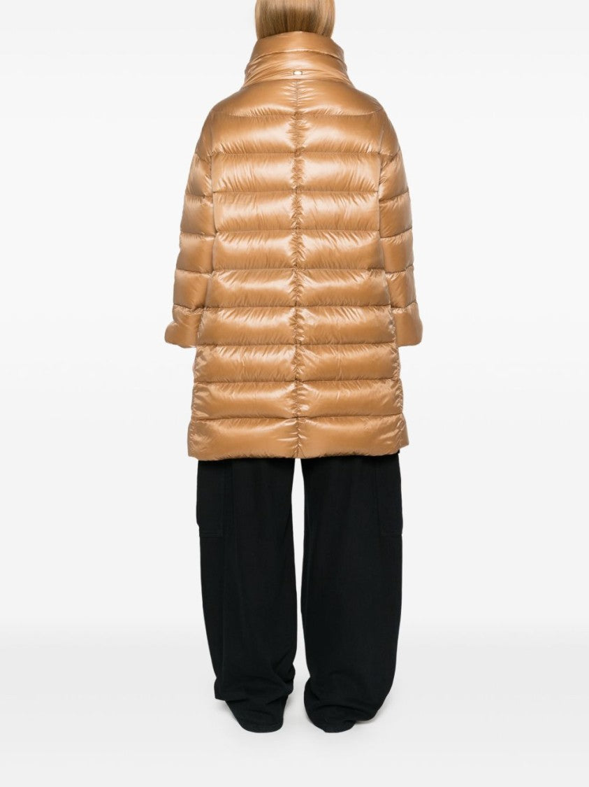Herno Lightweight Camel Down Jacket With Double-Slider Closure