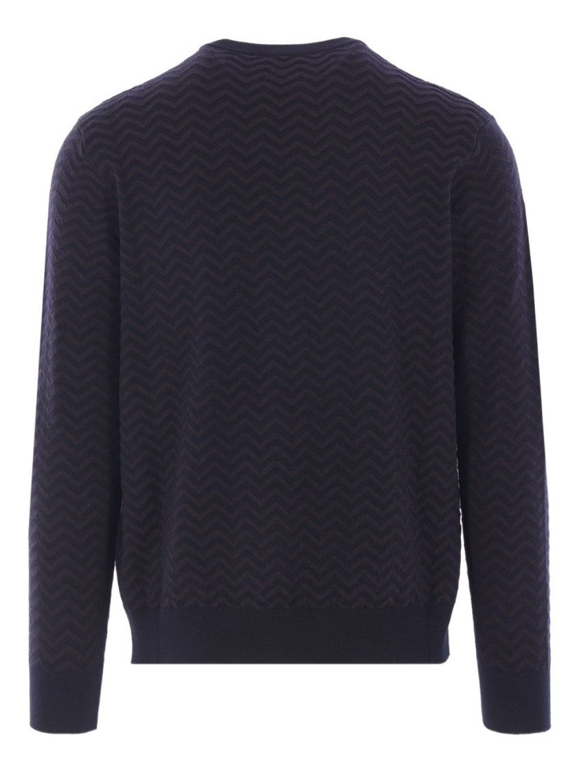 Giorgio Armani Chevron Pattern Long Sleeve Wool Blend Sweater