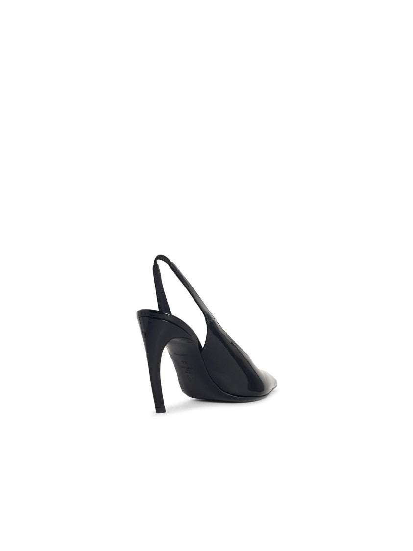 The Attico Slingback 'Viper' In Black Synthetic Paint