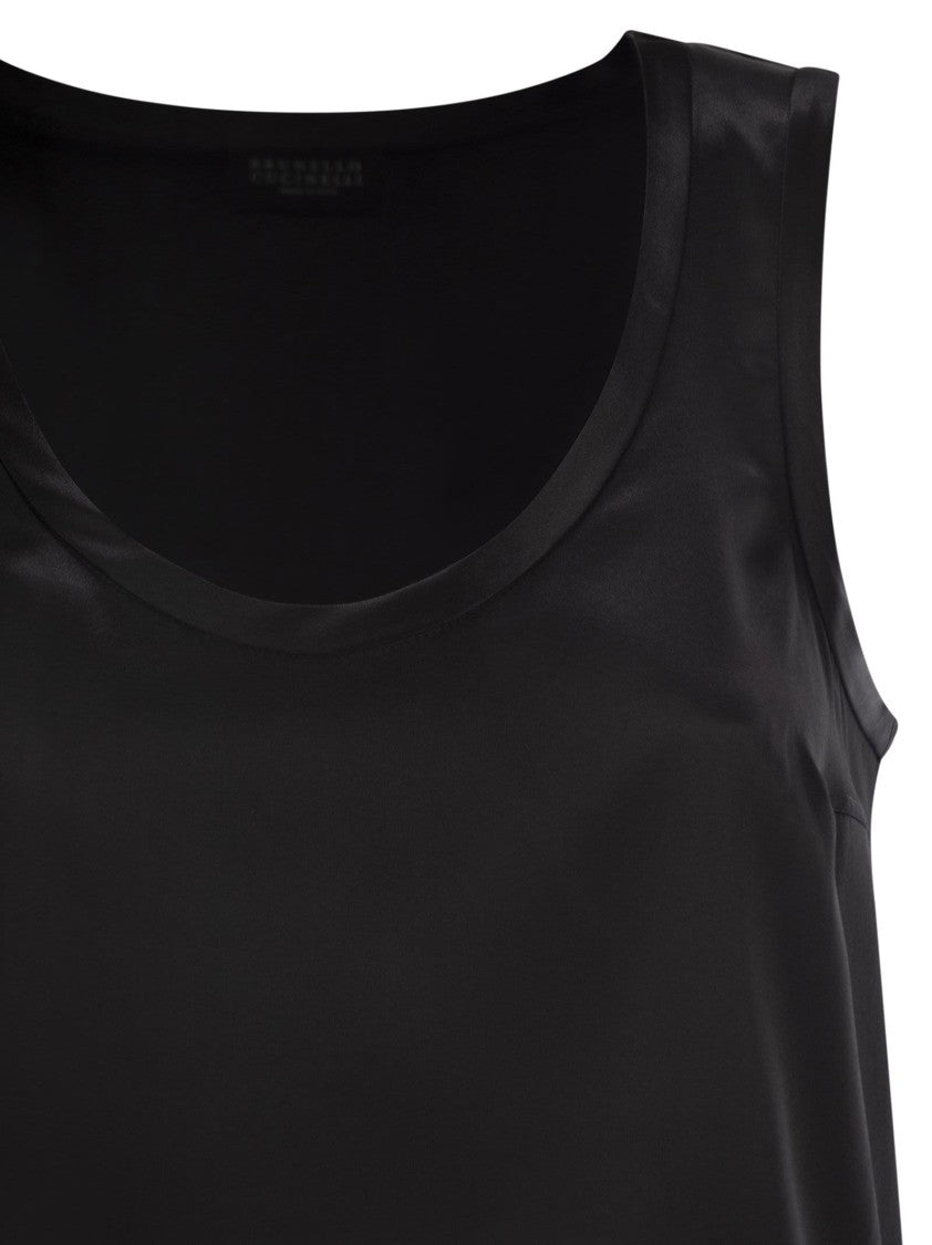 Brunello Cucinelli Stretch Silk Satin Top