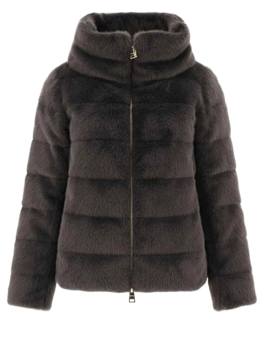 Herno Padded Short Jacket In Plush Synthetic Fur