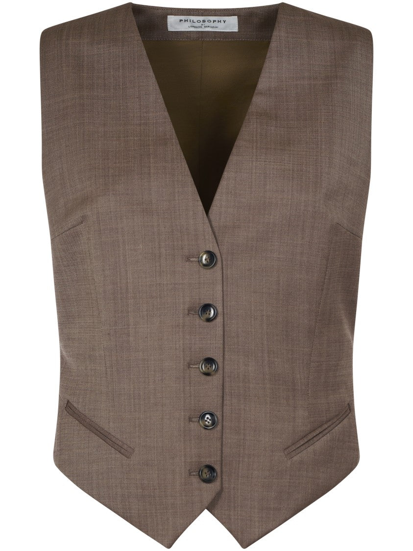 Philosophy Di Lorenzo Serafini Tailored Vest With Deep V-Neckline