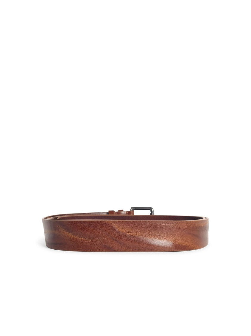 Max Mara Buckle 40X' Dark Brown Leather Long Belt