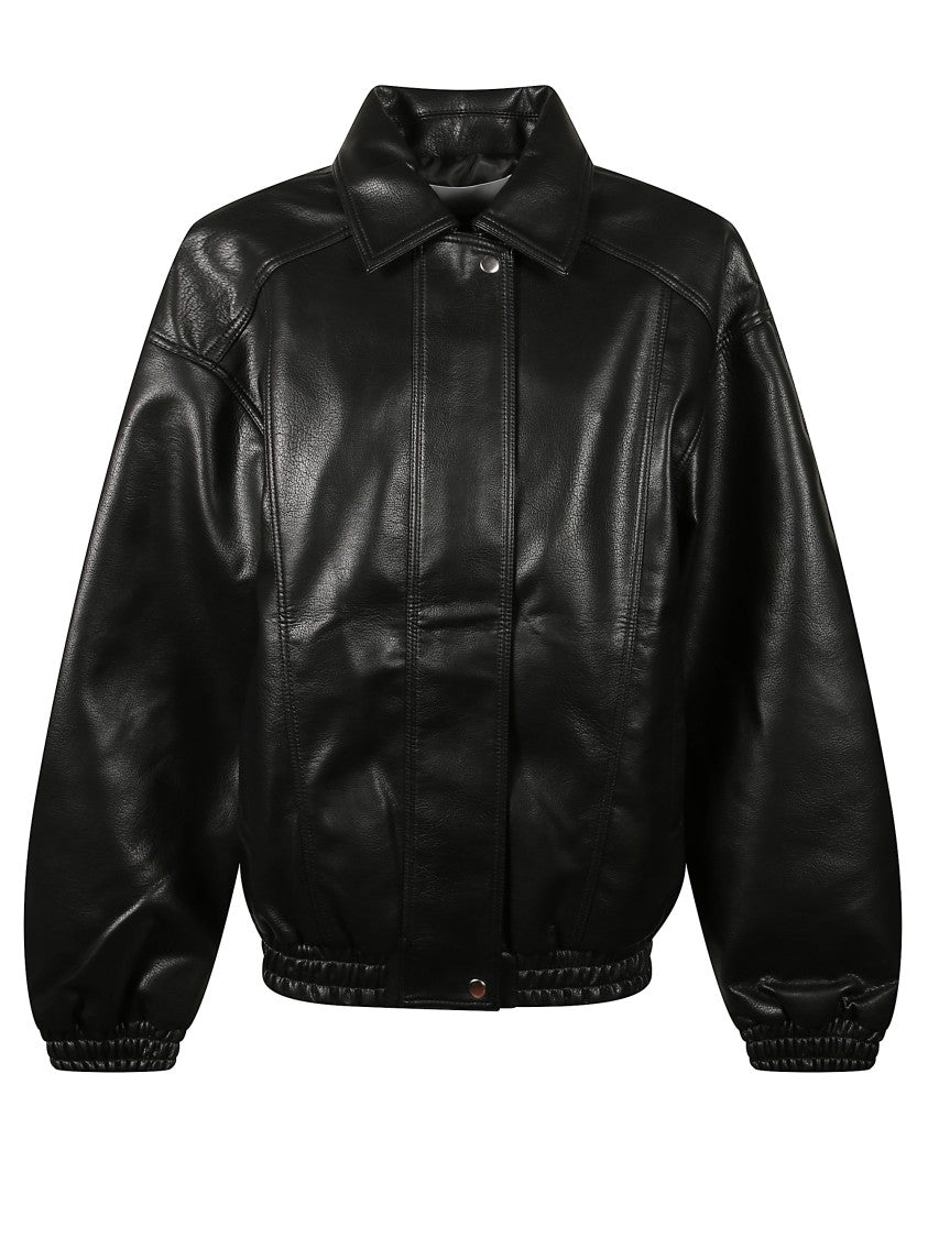 The Frankie Shop Faux Leather Jacket With Structured Collar