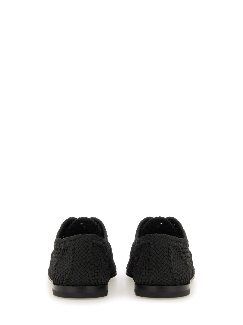 Dolce & Gabbana Woven Black Derby Shoe