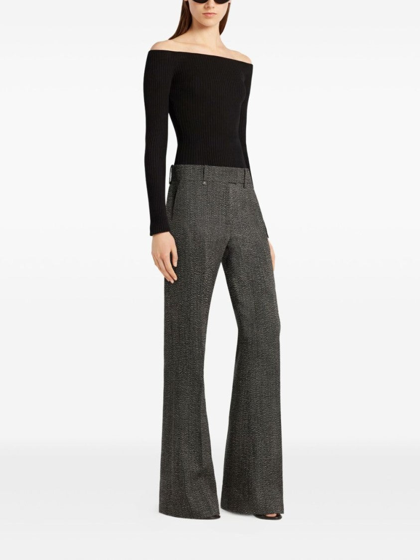 Courrèges Off-Shoulder Ribbed Knit Top With Embroidered Logo