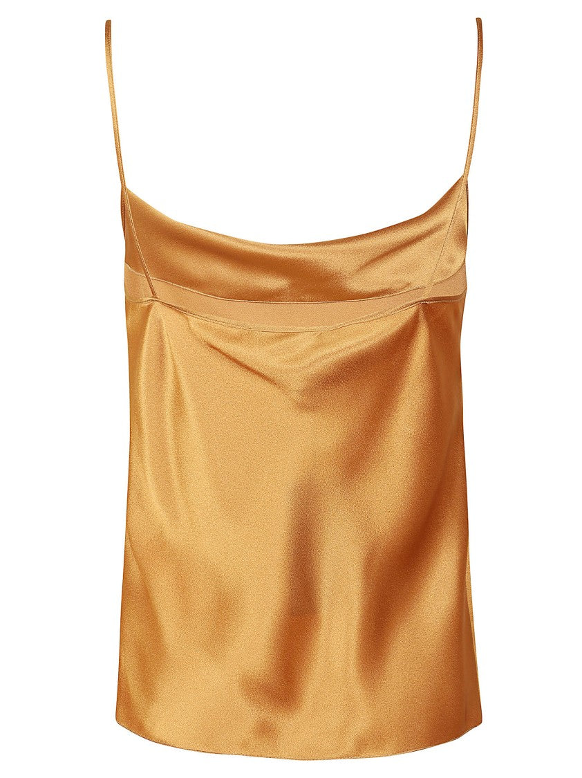 Alberta Ferretti Satin-Finish Top With Spaghetti Straps