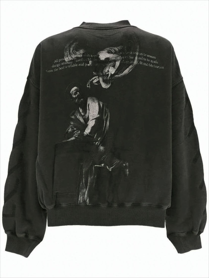 Off-White Relaxed Fit Graphic Long-Sleeve Off-White Shirt
