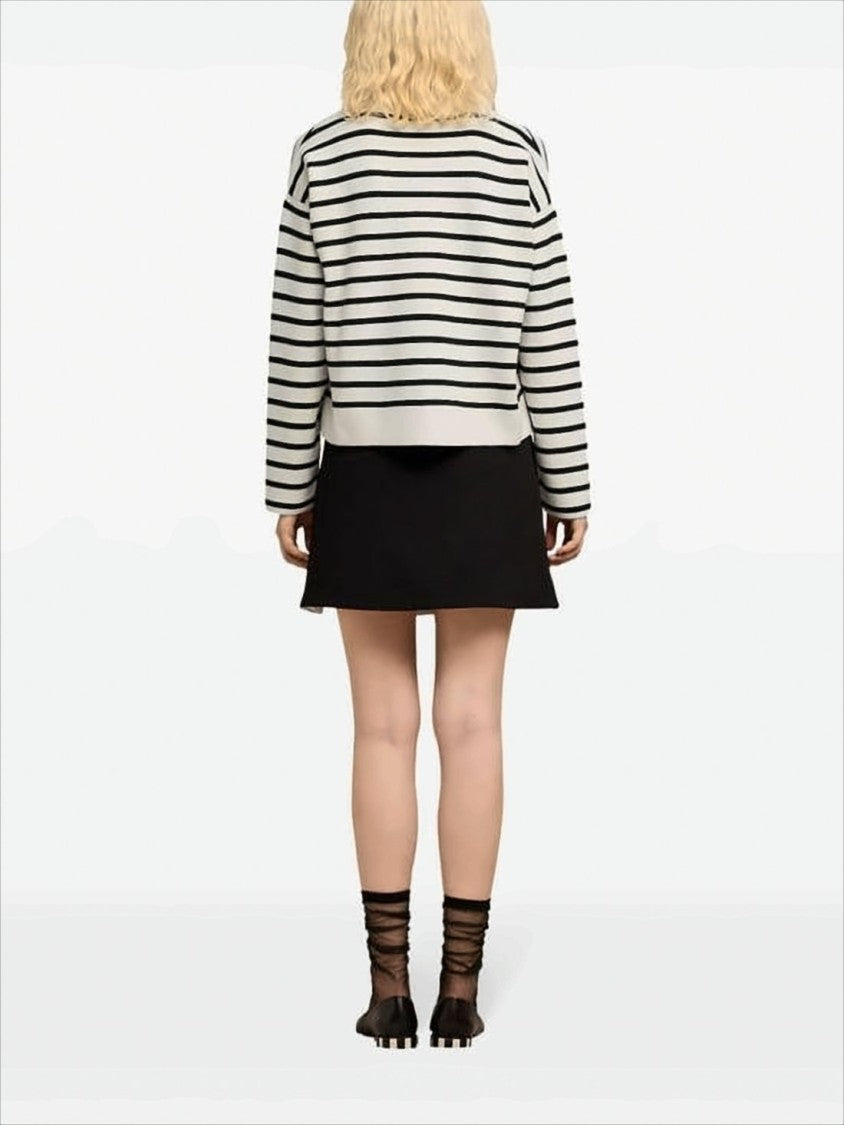 Ami Cropped Knit Sweater With Classic Striped Pattern