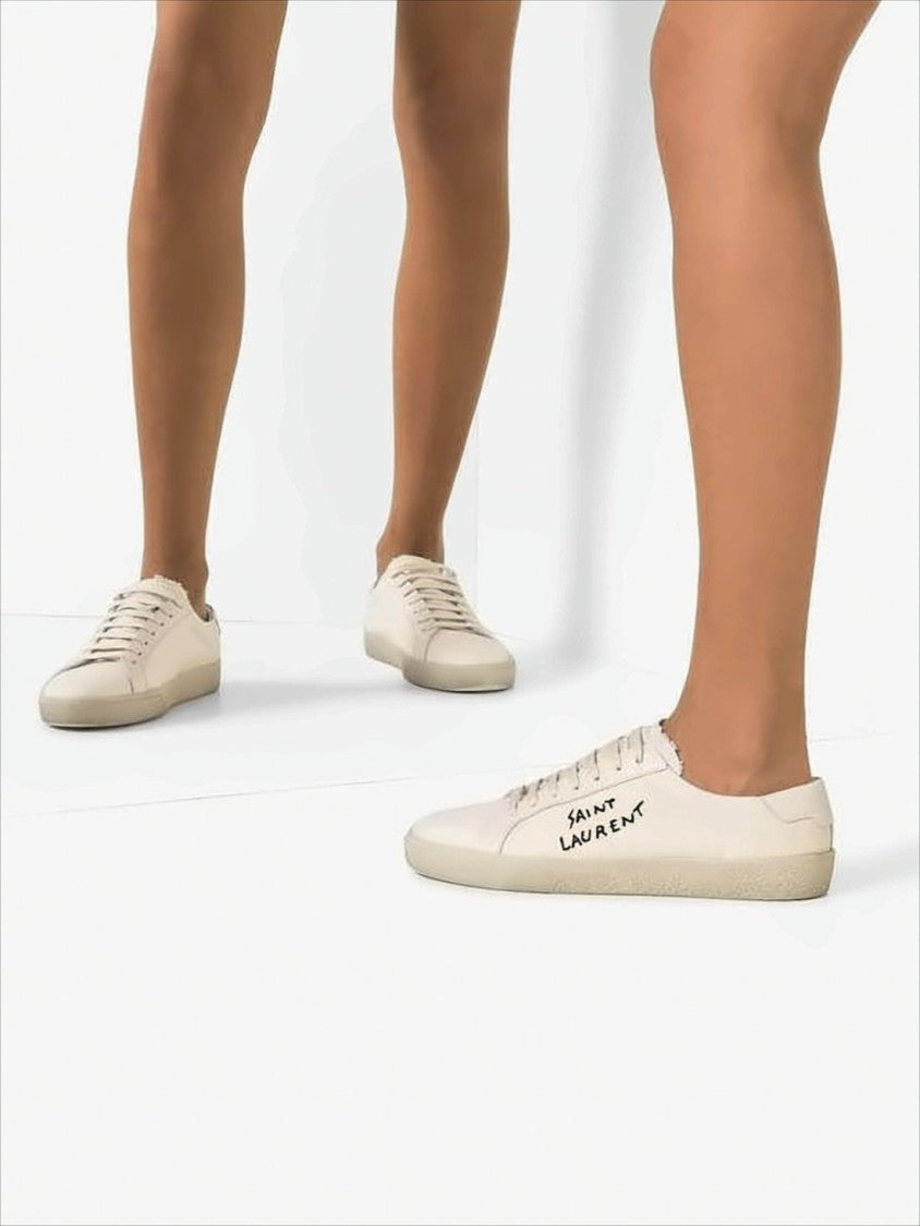 Saint Laurent Low-Top Sneakers With Canvas Upper And Leather Accents