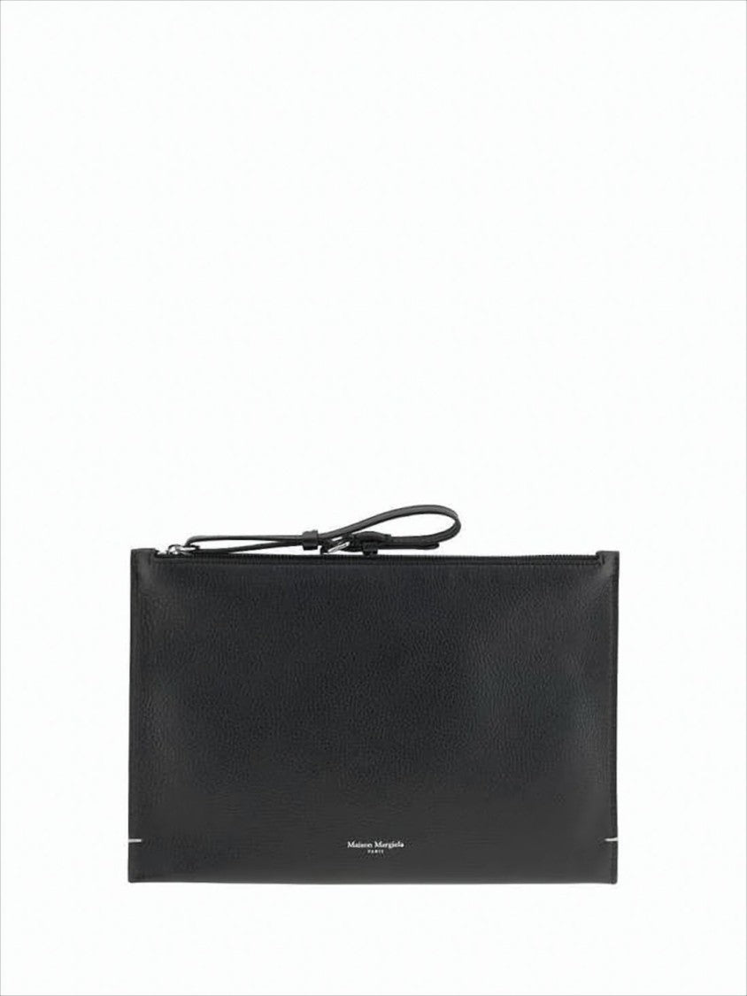 Maison Margiela Sleek Rectangular Leather Clutch With Discreet Logo
