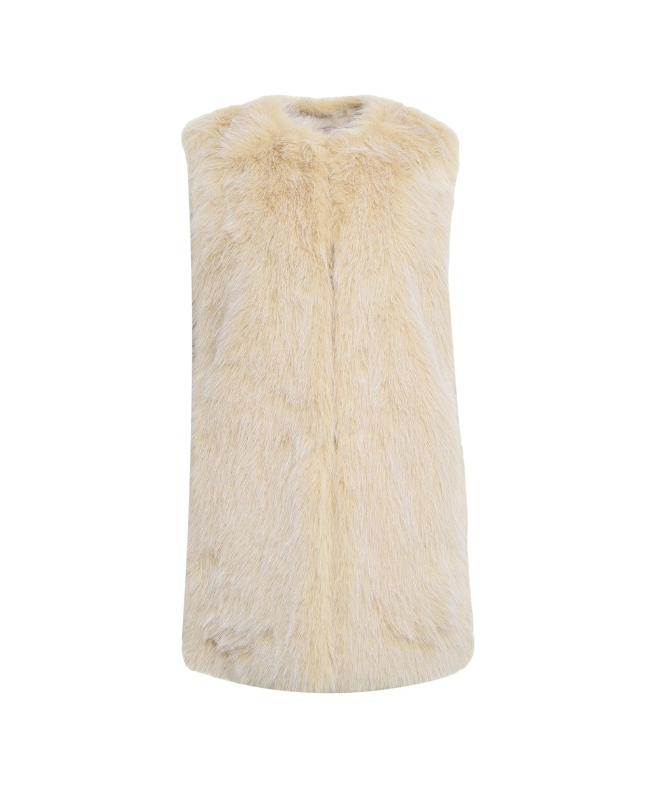 Herno Sleeveless Waistcoat In Soft Faux Fur With Elongated Silhouette