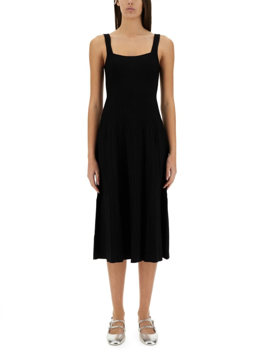 Staud Fitted Black Midi Dress