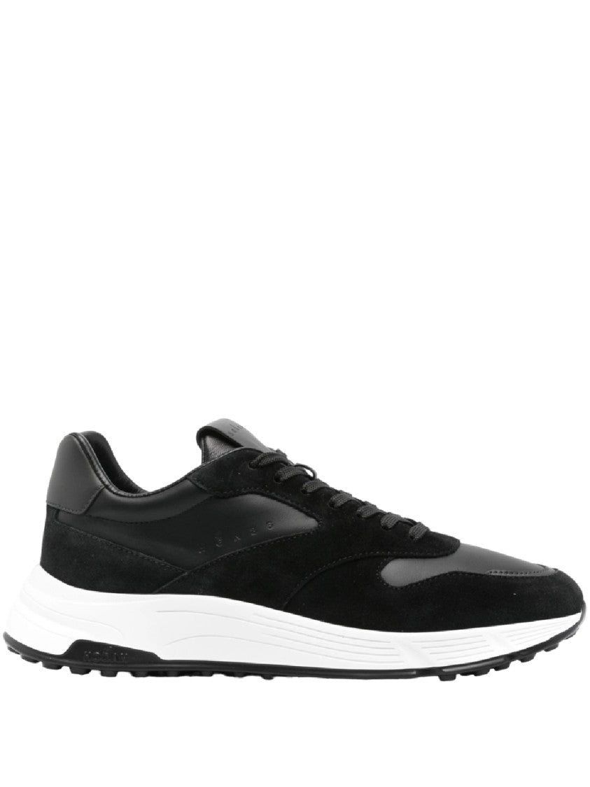 Hogan Black Smooth And Suede Textured Sneakers