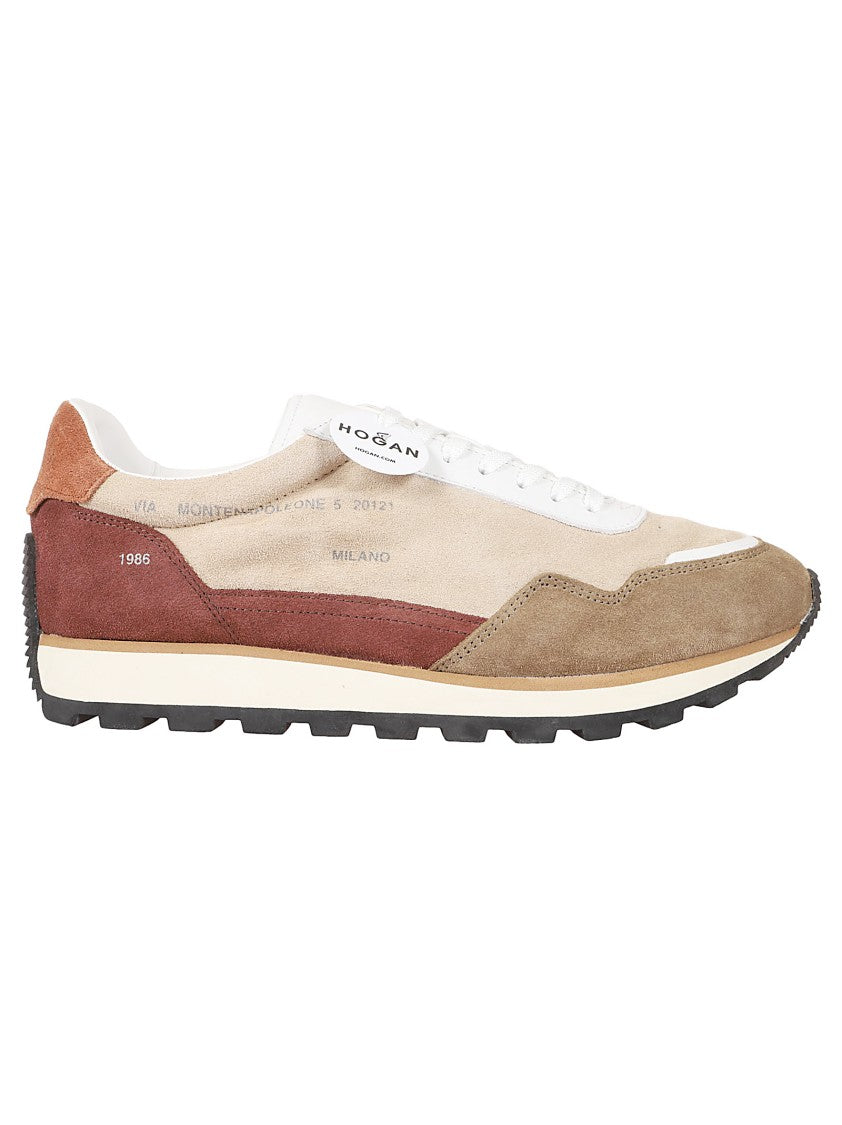 Hogan H672 Layered Suede And Leather Sneakers