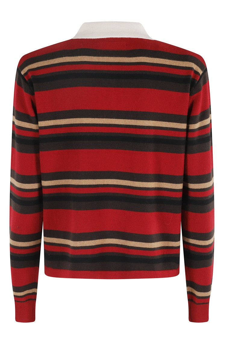 Guest In Residence Cropped Rugby Sweater With Classic Collar And Striped Pattern