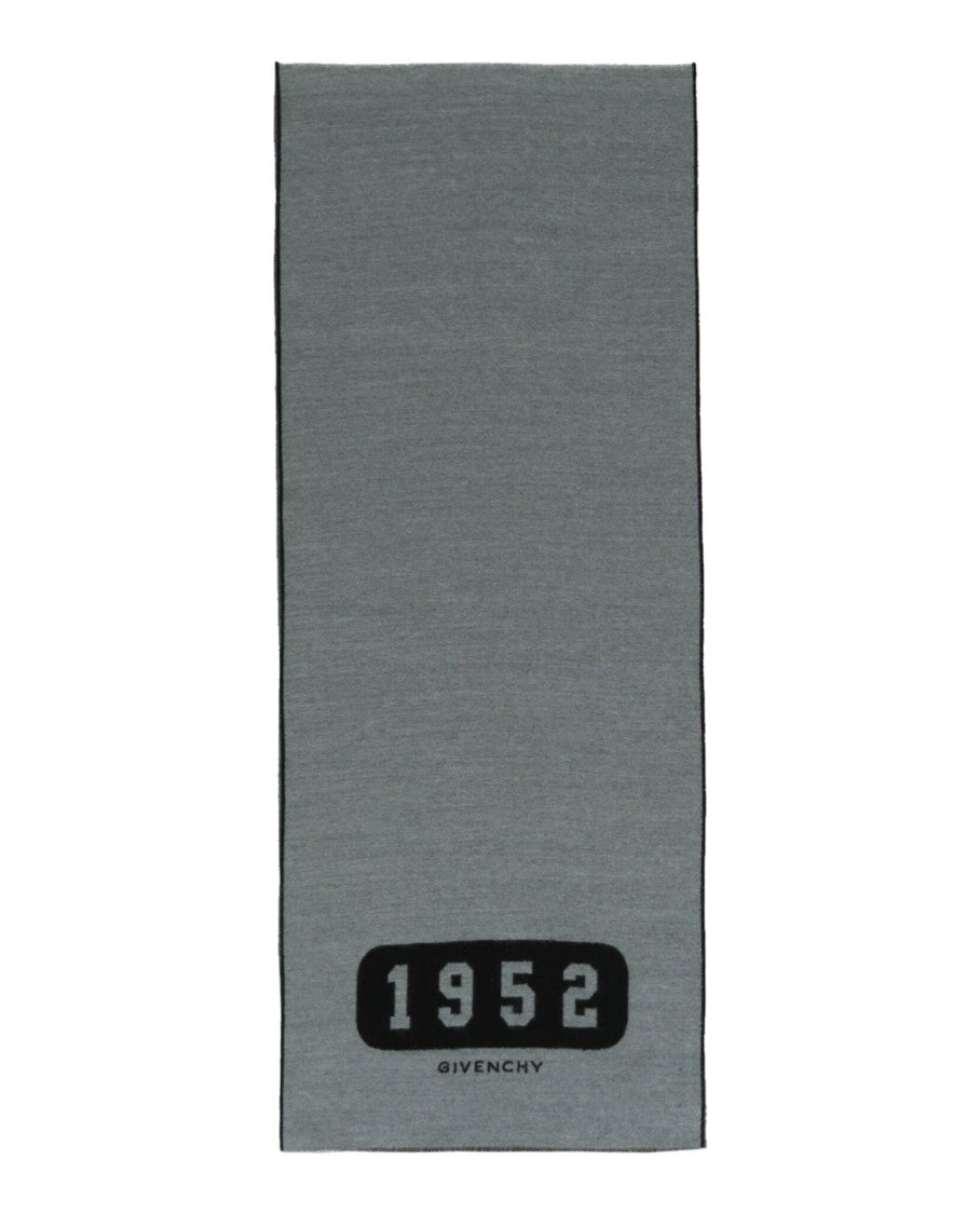 Givenchy Elongated Grey Wool College Scarf With Knitted Ends