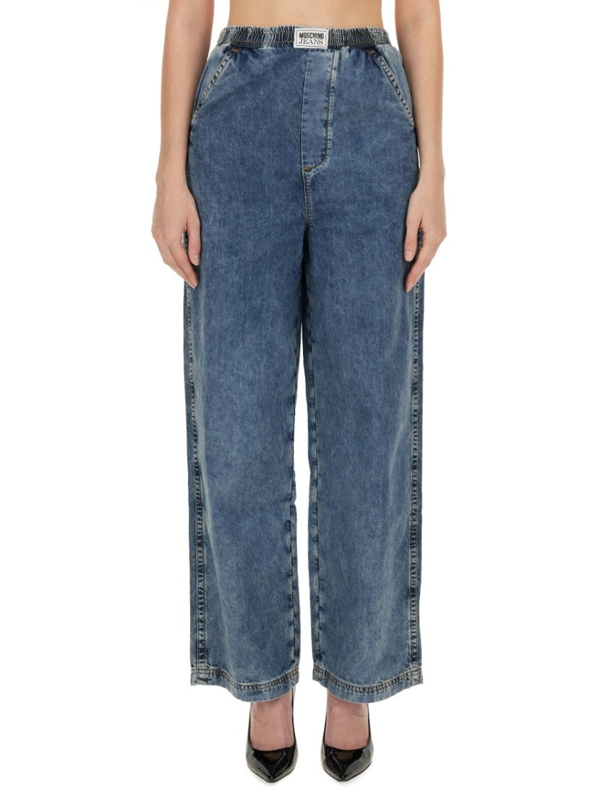 Moschino Wide-Leg Denim Trousers With High Waist
