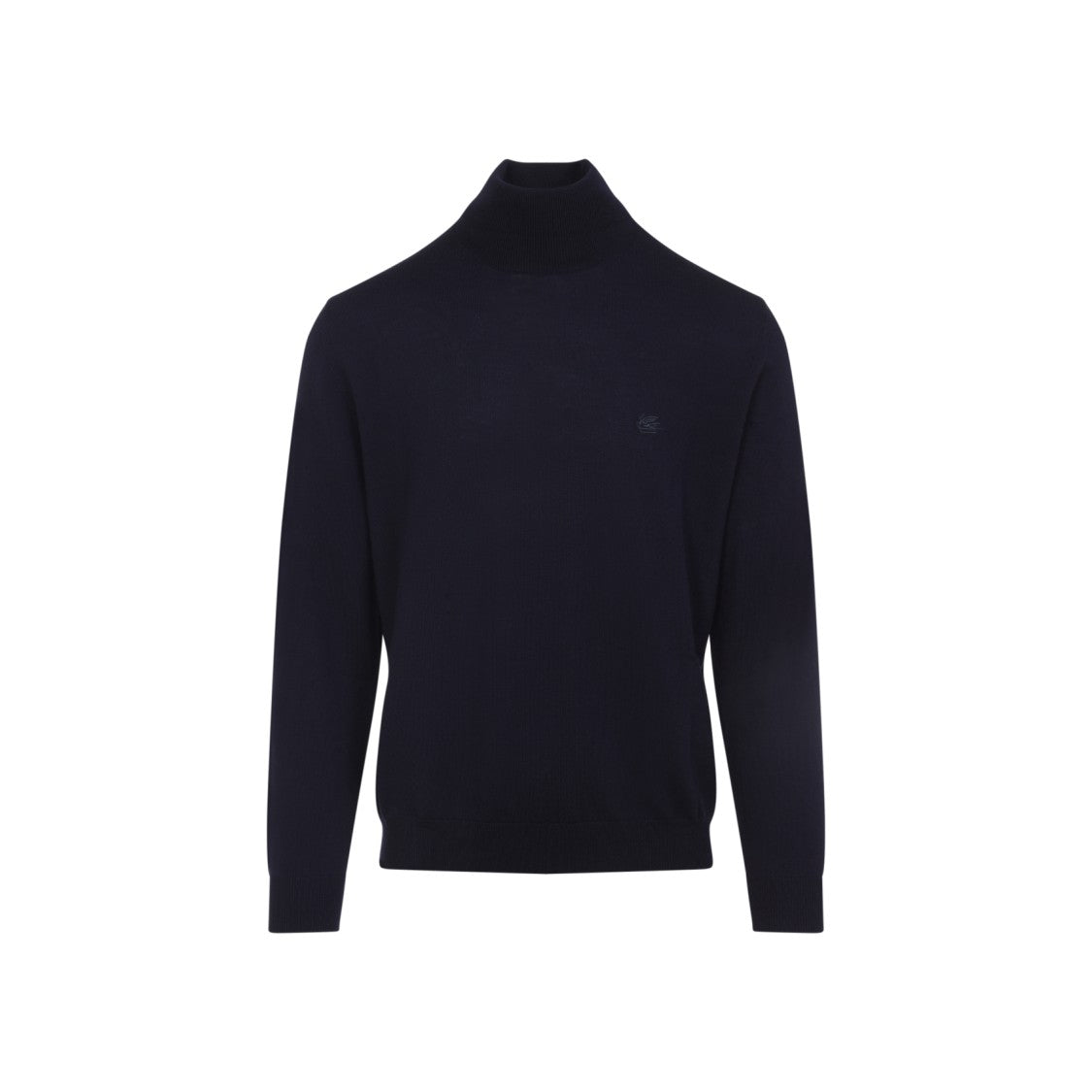 Etro Dark Blue Wool Turtle Neck
