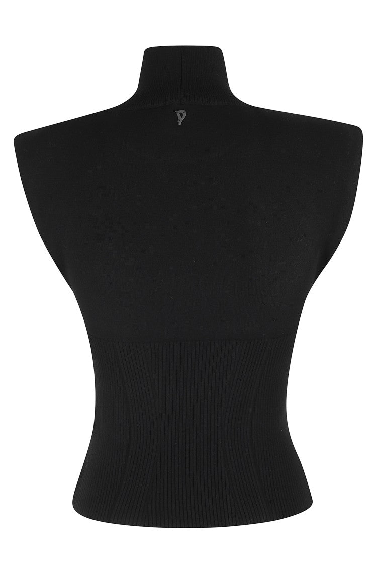 Dondup Ribbed Sleeveless Top With Padded Shoulder Straps