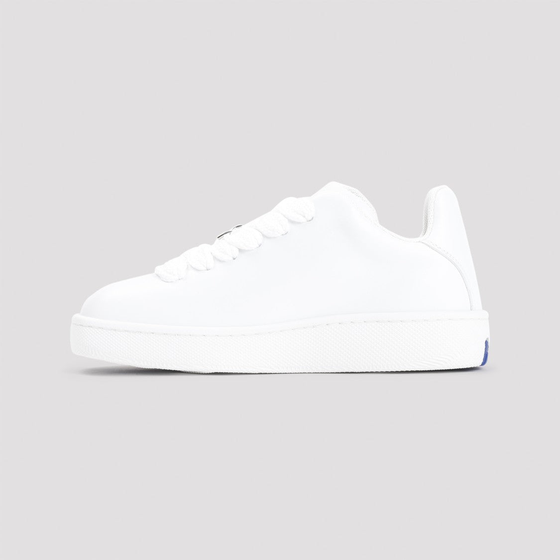 Burberry White Leather Sneakers With Silver Accents And Engraved Logo